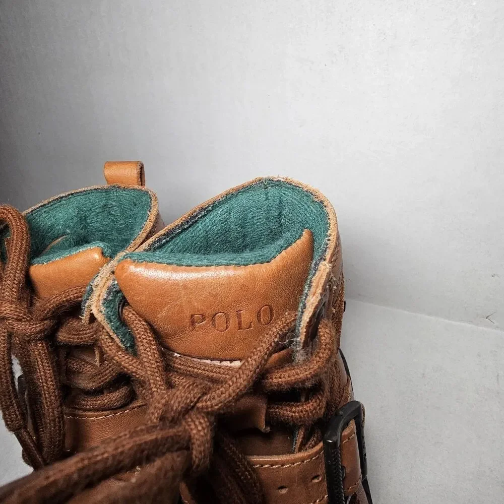 Polo Ralph Lauren Ranger Hi II Brown Tan Leather Toddler Boots Size 4